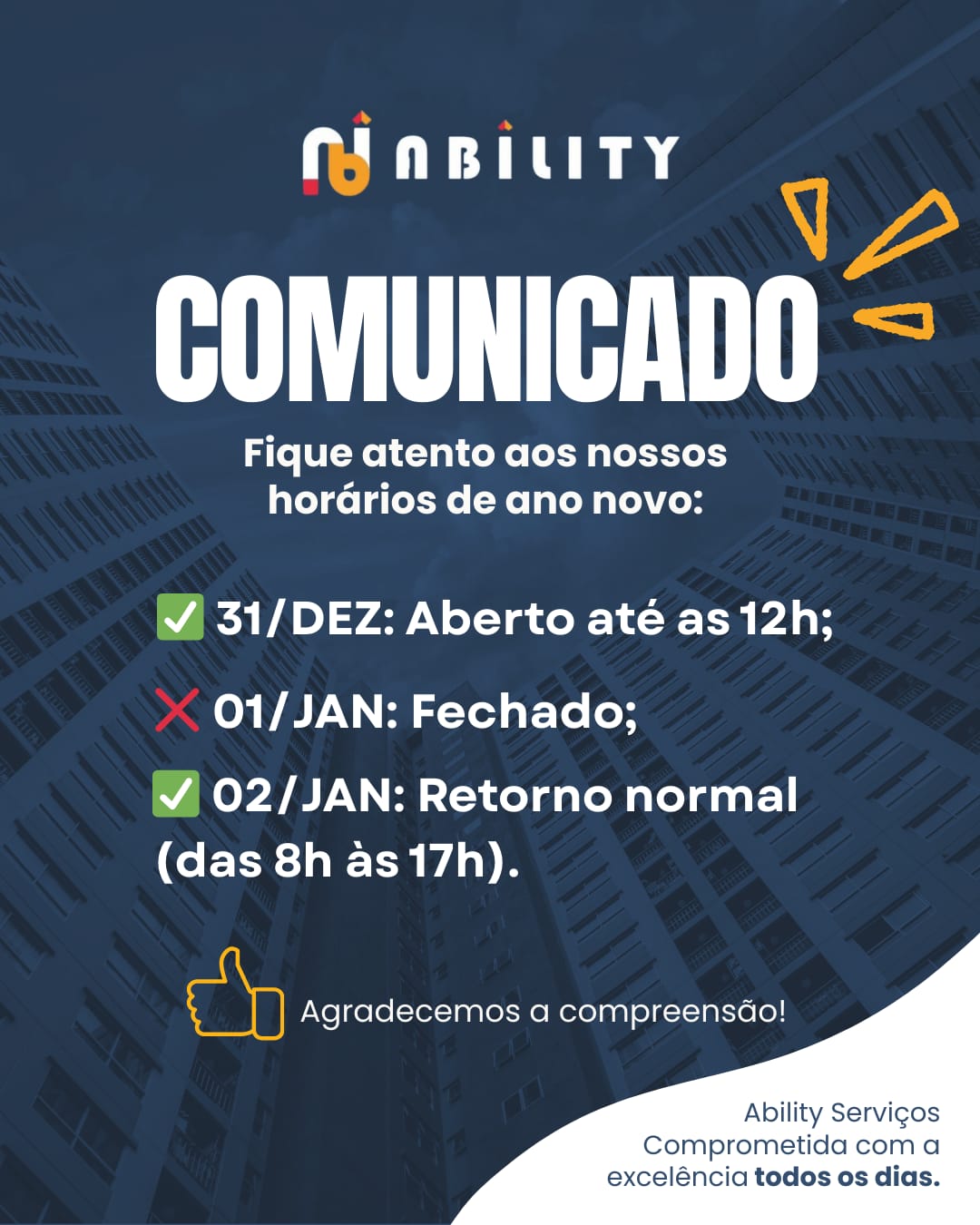 HORÁRIO DE FIM DE ANO